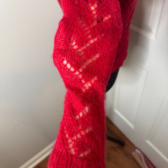 Red Deep V Neck Sweater by One Step Up, Size Medium - Picture 10 of 14